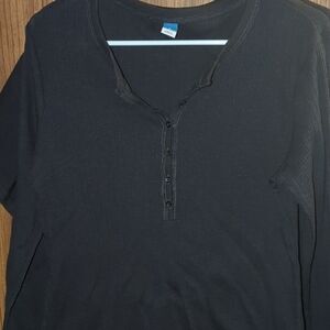 Men's Classic Black Long Sleeve Henley